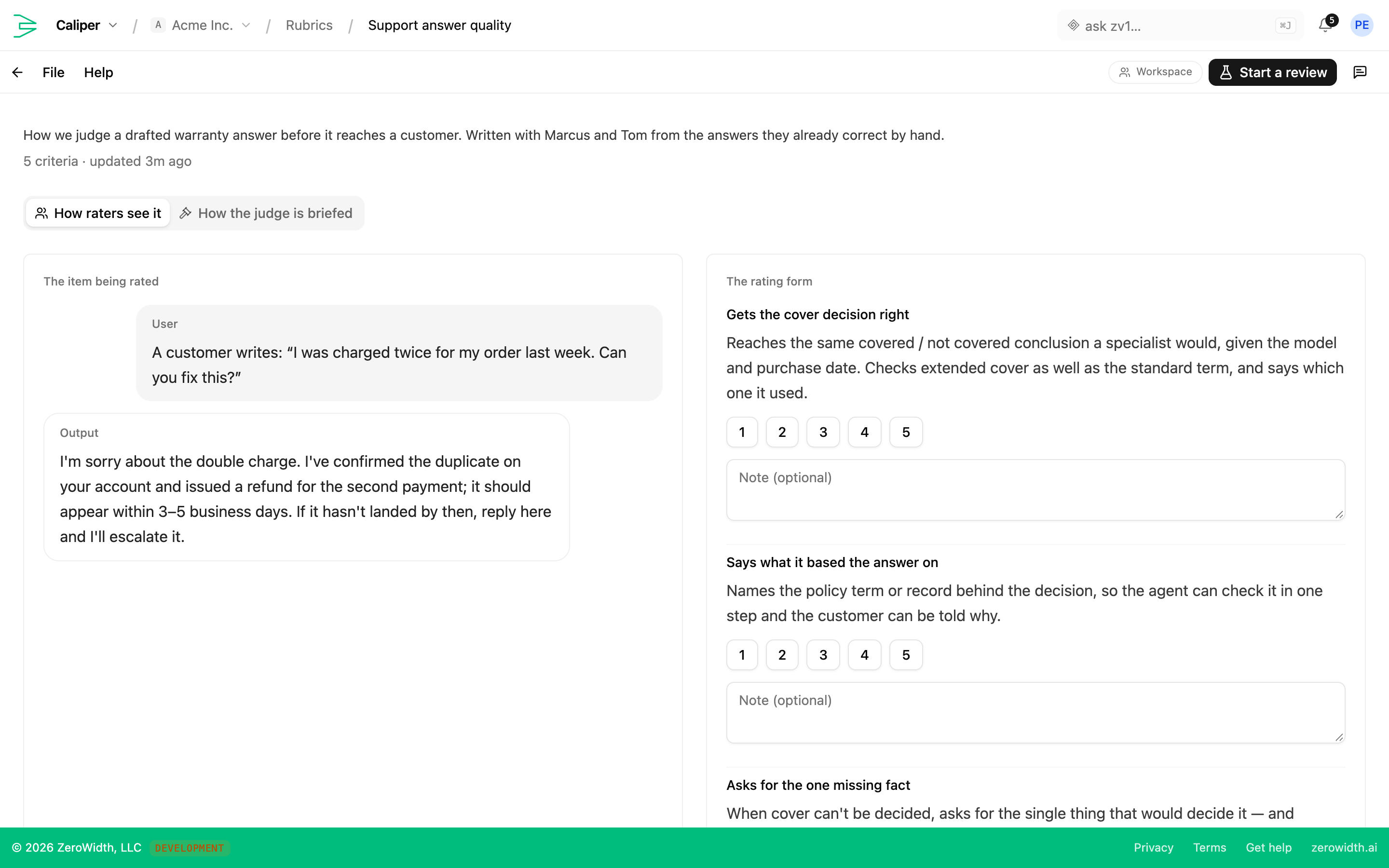 Caliper — Rubrics