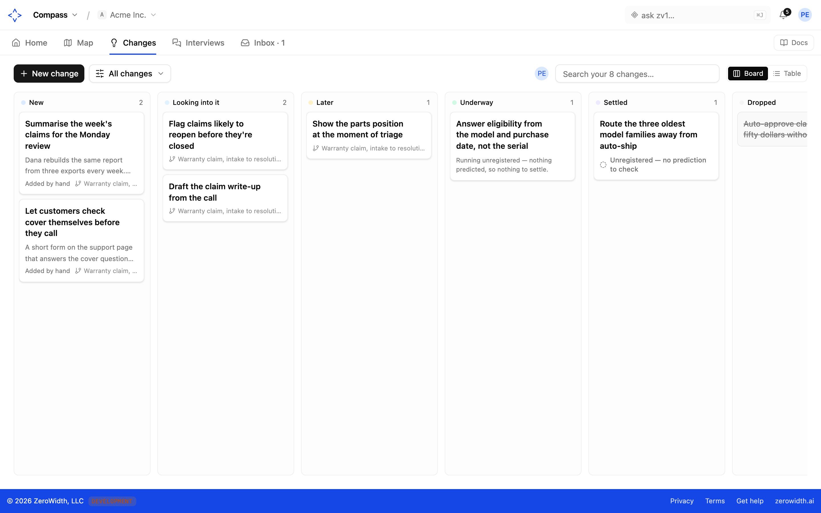 Compass — Changes and the portfolio