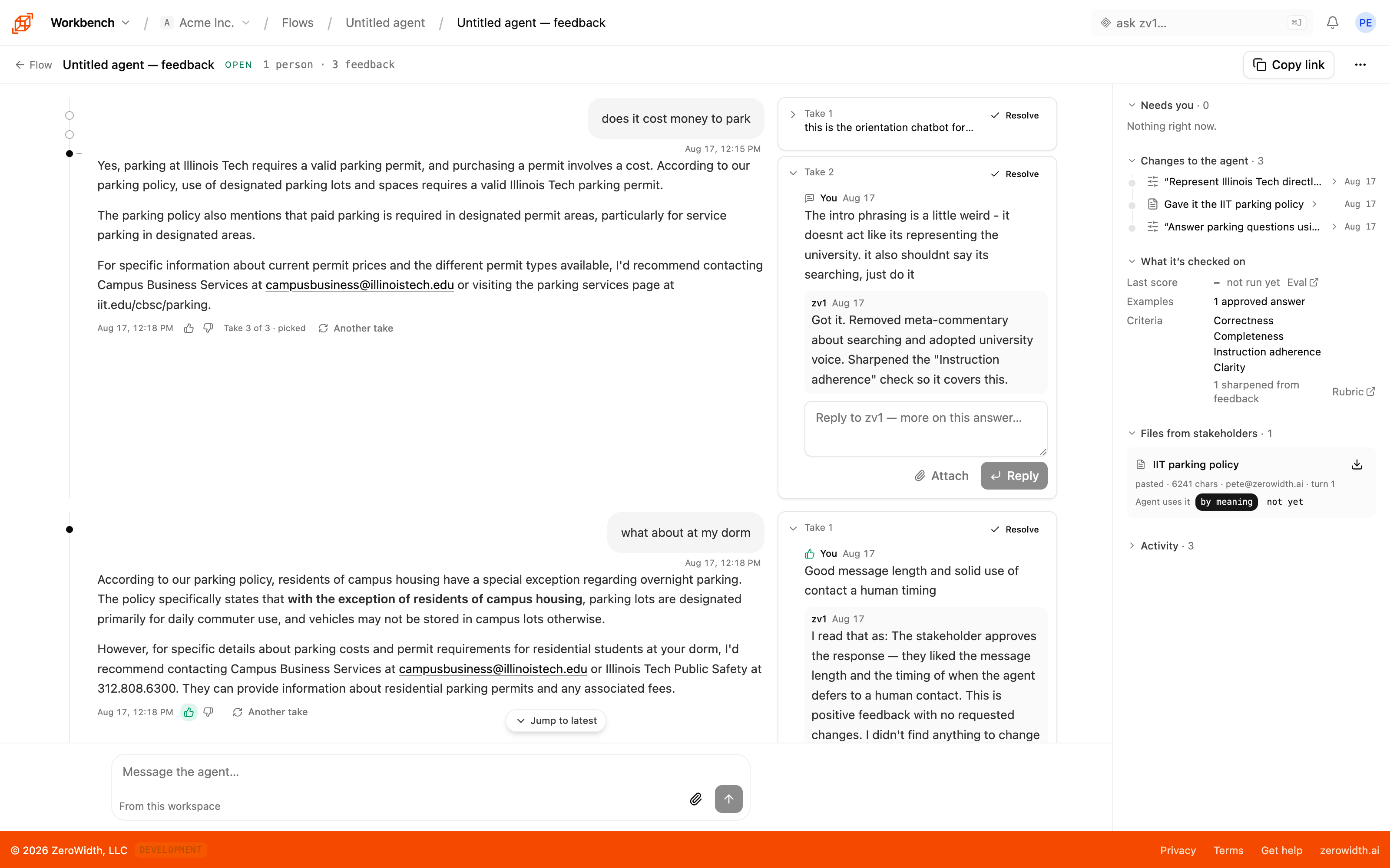 Workbench: Let the people who'll use an agent give feedback that improves it on the spot and becomes tests for the next version