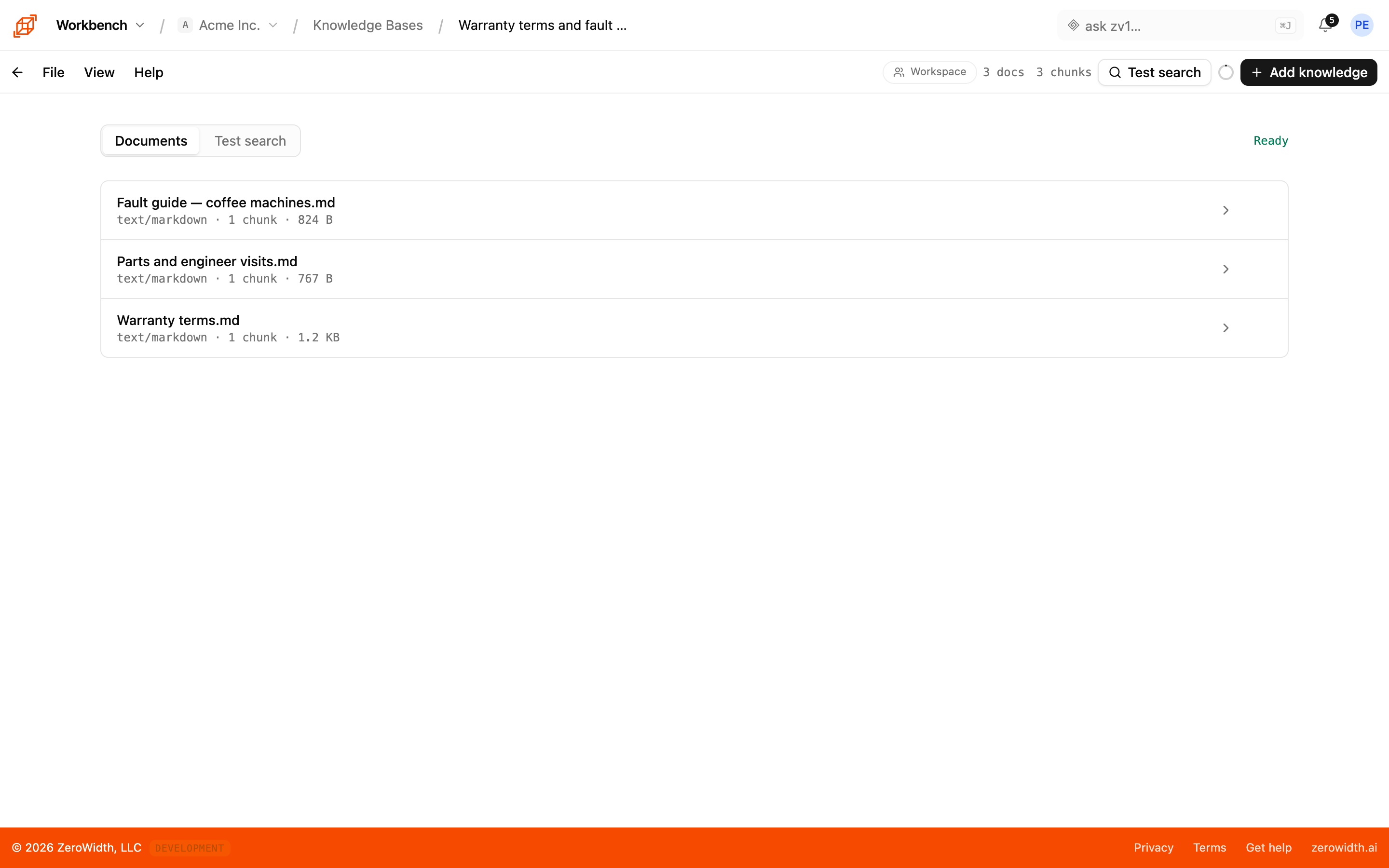 Workbench — Knowledge bases